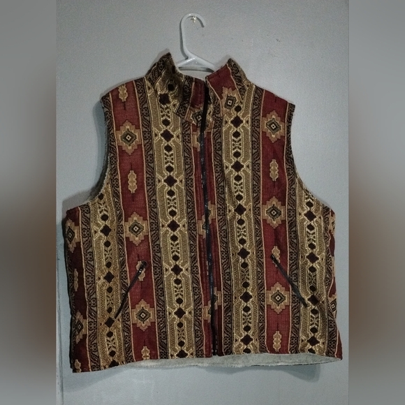 Blair Vest Reversible Fleece Size (M) Hickory Azteca Southwestern Zip Up - Picture 1 of 11